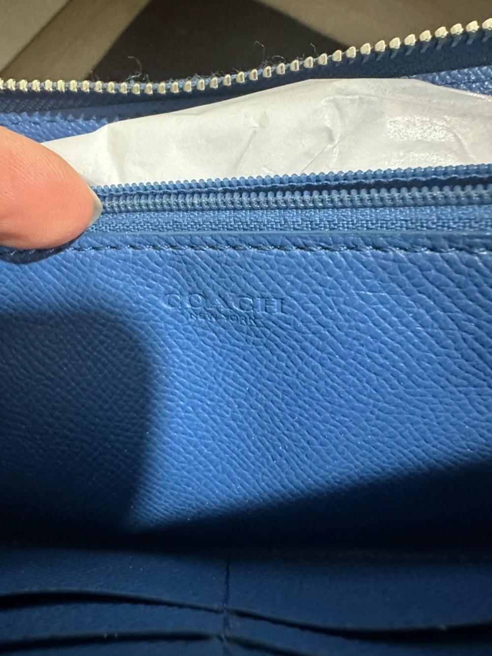 Coach Royal Blue Zip Wallet with Gold Logo - Picture 8 of 8
